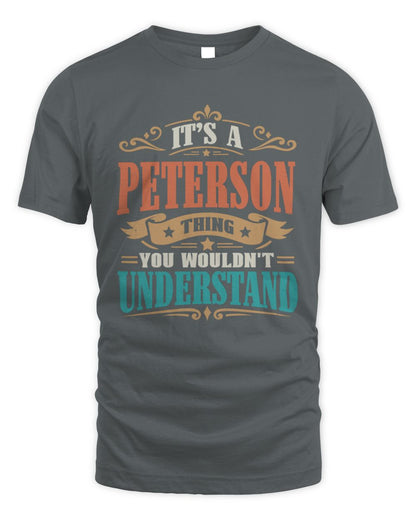 It’s a Name Thing Personalized Retro T-Shirt PETERSON M1-47 / Unisex Standard T-Shirt / charcoal