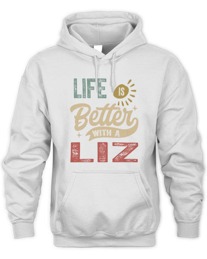 Life Is Better With a Name Personalized Retro T-Shirt LIZ-48 / Unisex Hoodie / white