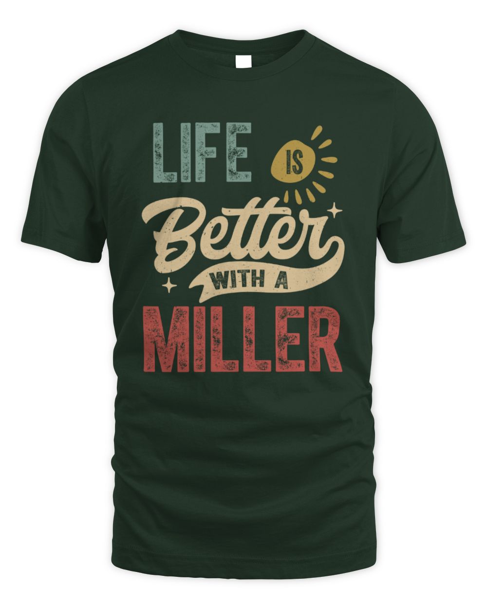 Life Is Better With a Name Personalized Retro T-Shirt MILLER-48 / Unisex Standard T-Shirt / forest green