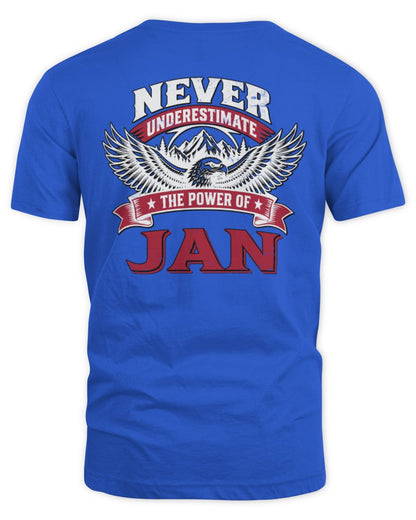 Never Underestimate Your Name Eagle Mountain Shirt JAN M1-61 / Unisex Standard T-Shirt / royal