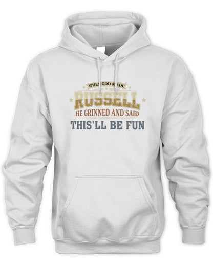 When God Made Your Name Funny Heritage T-Shirt RUSSELL M1-80 / Unisex Hoodie / white