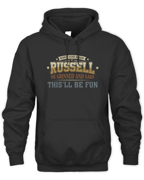 When God Made Your Name Funny Heritage T-Shirt RUSSELL M1-80 / Unisex Hoodie / black