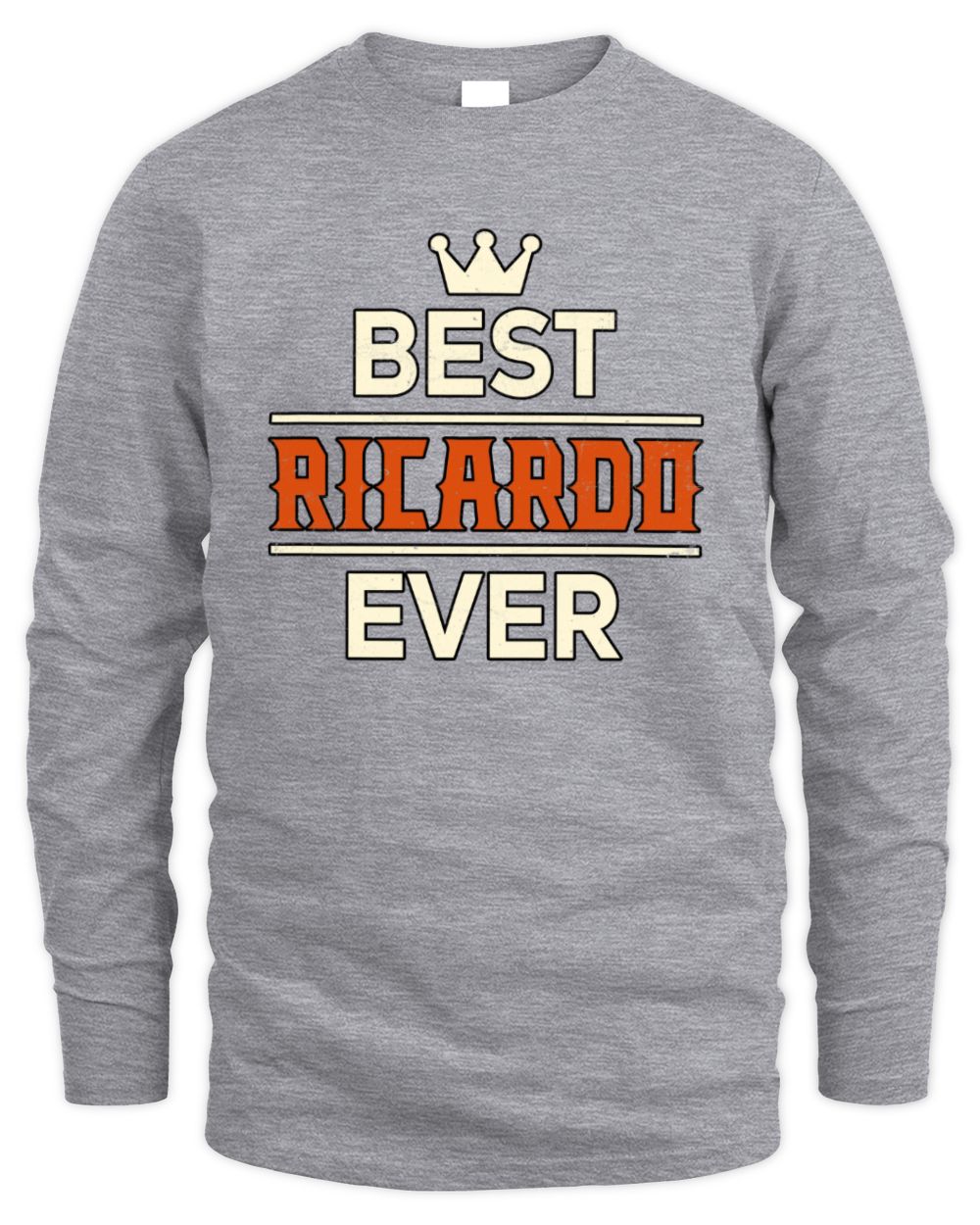 Best Your Name With Crown Shirt RICARDO M1-59 / Men's Long Sleeved T-Shirt / sport grey