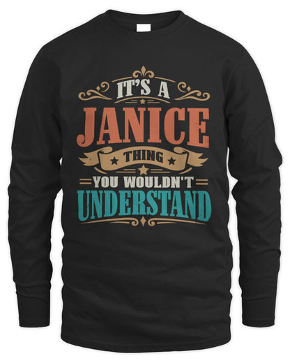 It’s a Name Thing Personalized Retro T-Shirt JANICE M1-47 / Men's Long Sleeved T-Shirt / black