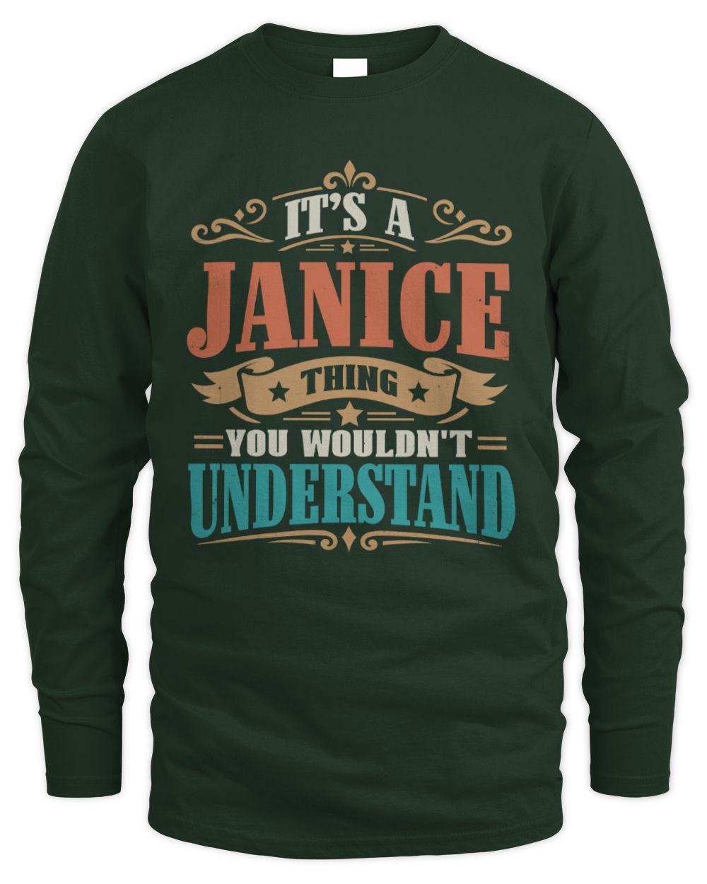 It’s a Name Thing Personalized Retro T-Shirt JANICE M1-47 / Men's Long Sleeved T-Shirt / forest green