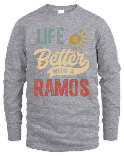Life Is Better With a Name Personalized Retro T-Shirt RAMOS-48 / Men's Long Sleeved T-Shirt / sport grey