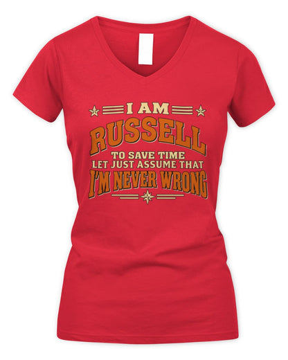 I'm Name Let's Just Assume I'm Never Wrong Retro Shirt RUSSELL M1-64 / Women's V-Neck T-Shirt / red