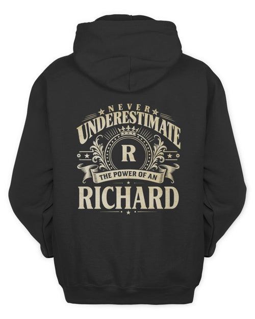 Never Underestimate Your Name Luxury Logo Shirt RICHARD M1-63 / Unisex Hoodie / black