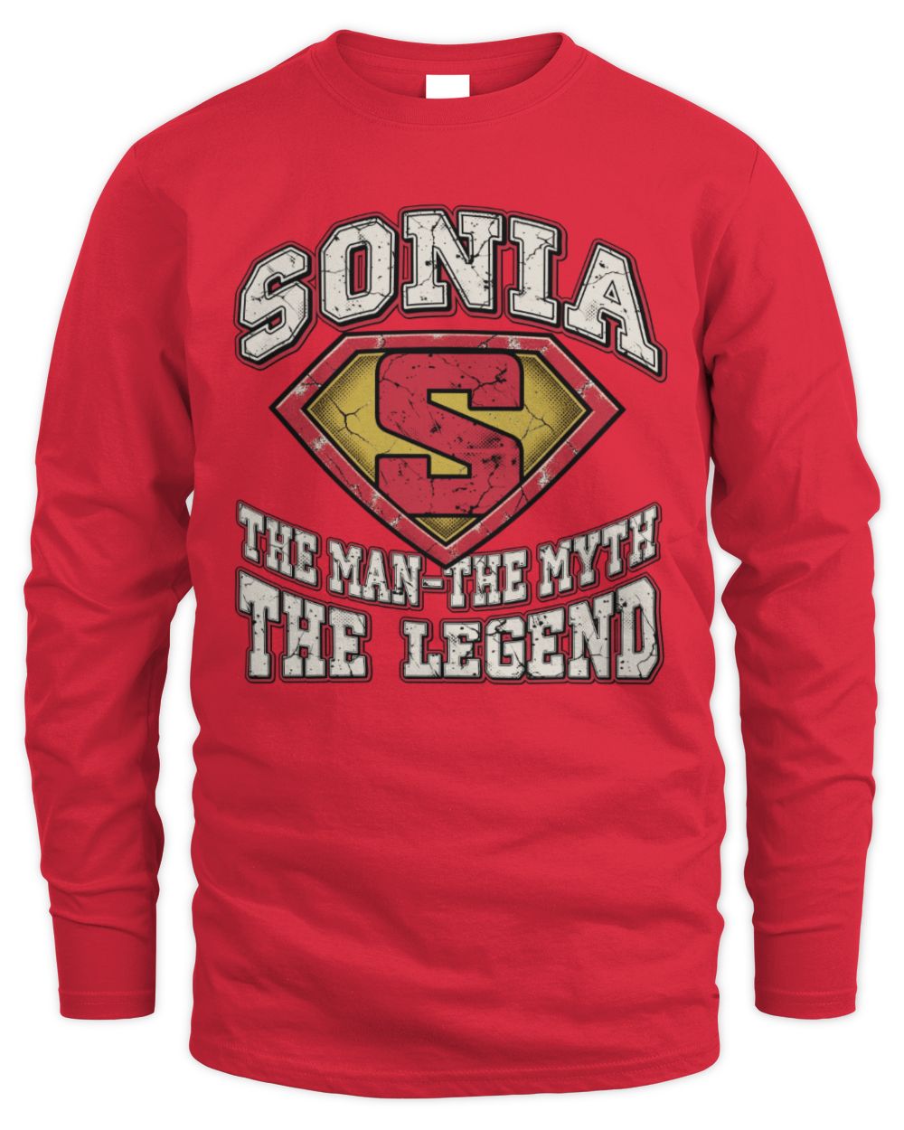The Man The Myth The Legend Superman Graphic T-Shirt SONIA M1-74 / Men's Long Sleeved T-Shirt / red
