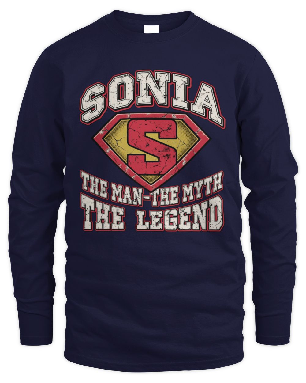 The Man The Myth The Legend Superman Graphic T-Shirt SONIA M1-74 / Men's Long Sleeved T-Shirt / navy
