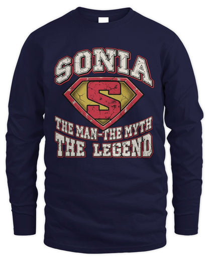 The Man The Myth The Legend Superman Graphic T-Shirt SONIA M1-74 / Men's Long Sleeved T-Shirt / navy