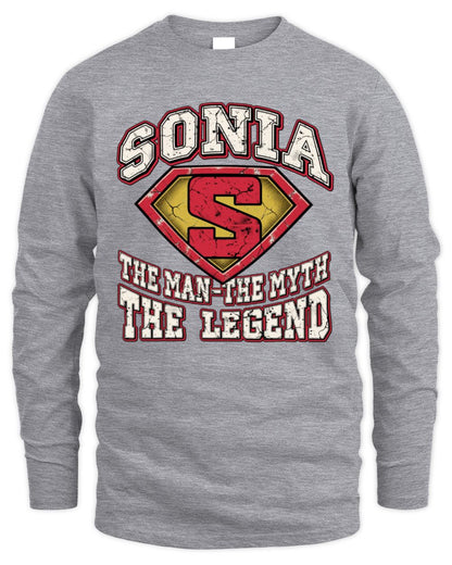 The Man The Myth The Legend Superman Graphic T-Shirt SONIA M1-74 / Men's Long Sleeved T-Shirt / sport grey