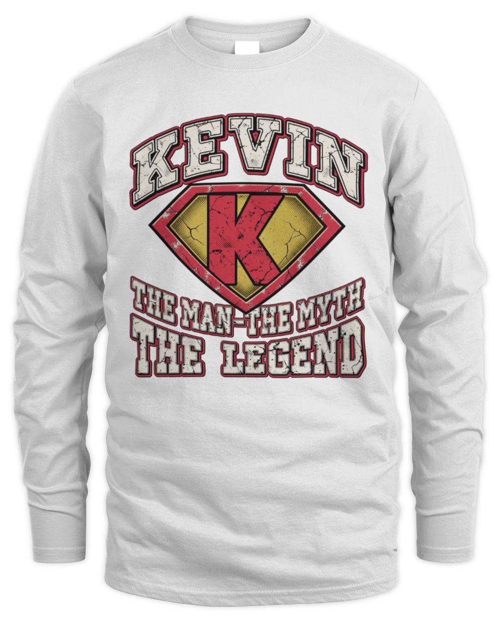 The Man The Myth The Legend Superman Graphic T-Shirt KEVIN M1-74 / Men's Long Sleeved T-Shirt / white