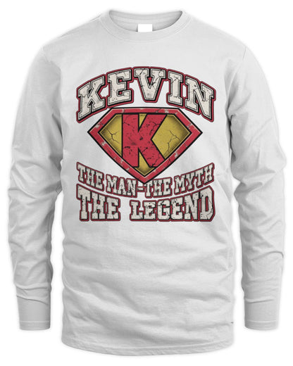 The Man The Myth The Legend Superman Graphic T-Shirt KEVIN M1-74 / Men's Long Sleeved T-Shirt / white