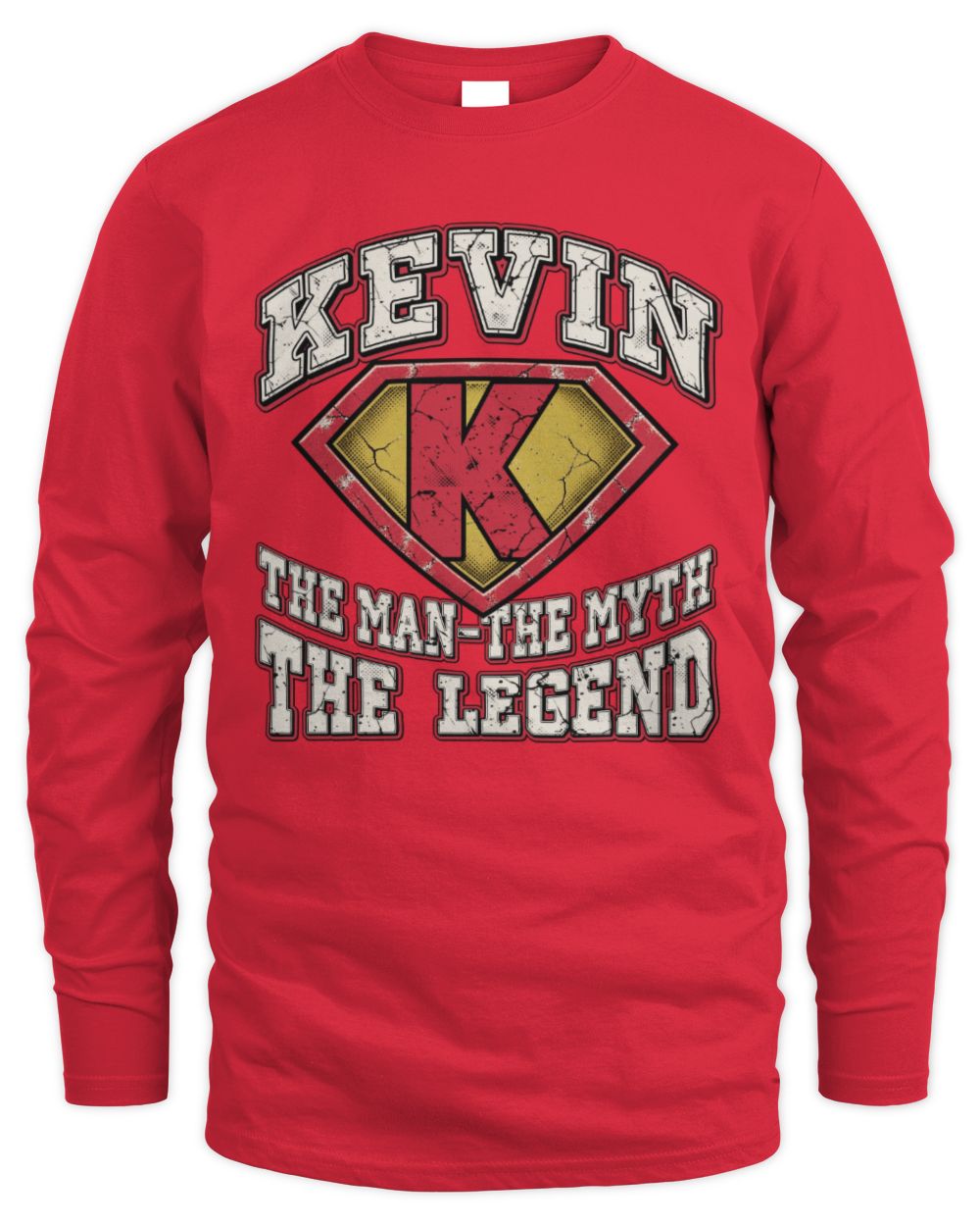 The Man The Myth The Legend Superman Graphic T-Shirt KEVIN M1-74 / Men's Long Sleeved T-Shirt / red
