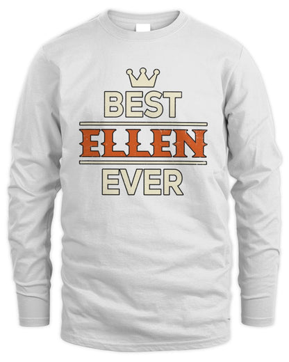 Best Your Name With Crown Shirt ELLEN M1-59 / Men's Long Sleeved T-Shirt / white