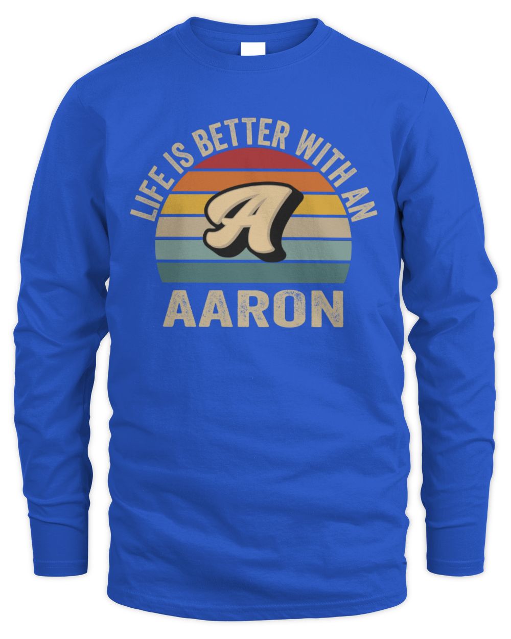 Life Is Better with Name Vintage Sun Shirt AARON M1-50 / Men's Long Sleeved T-Shirt / royal