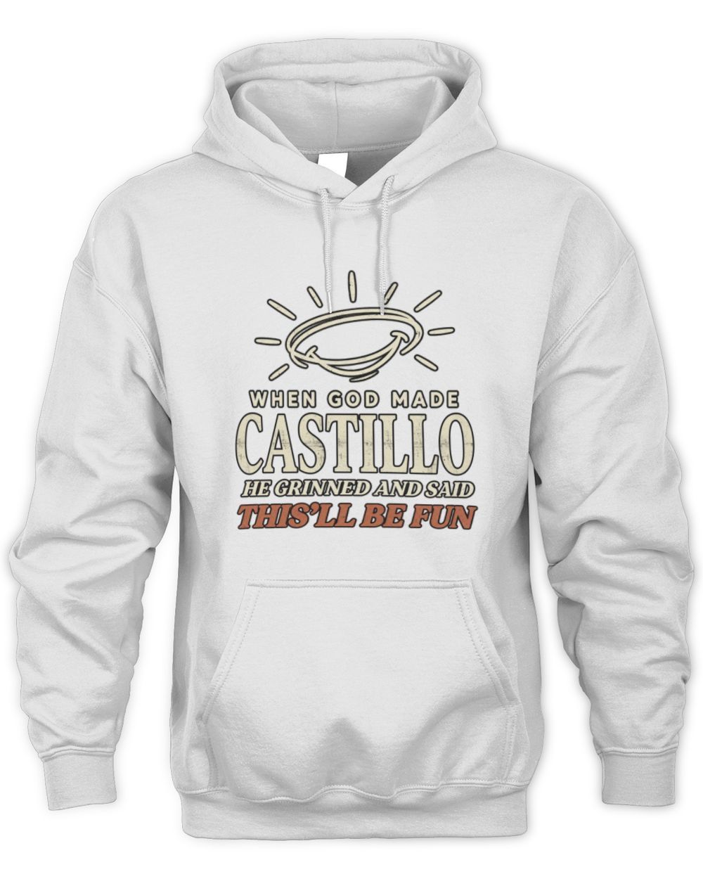 When God Made Your Name Funny Western T-Shirt T-Shirt CASTILLO M1-S82 / Unisex Hoodie / white