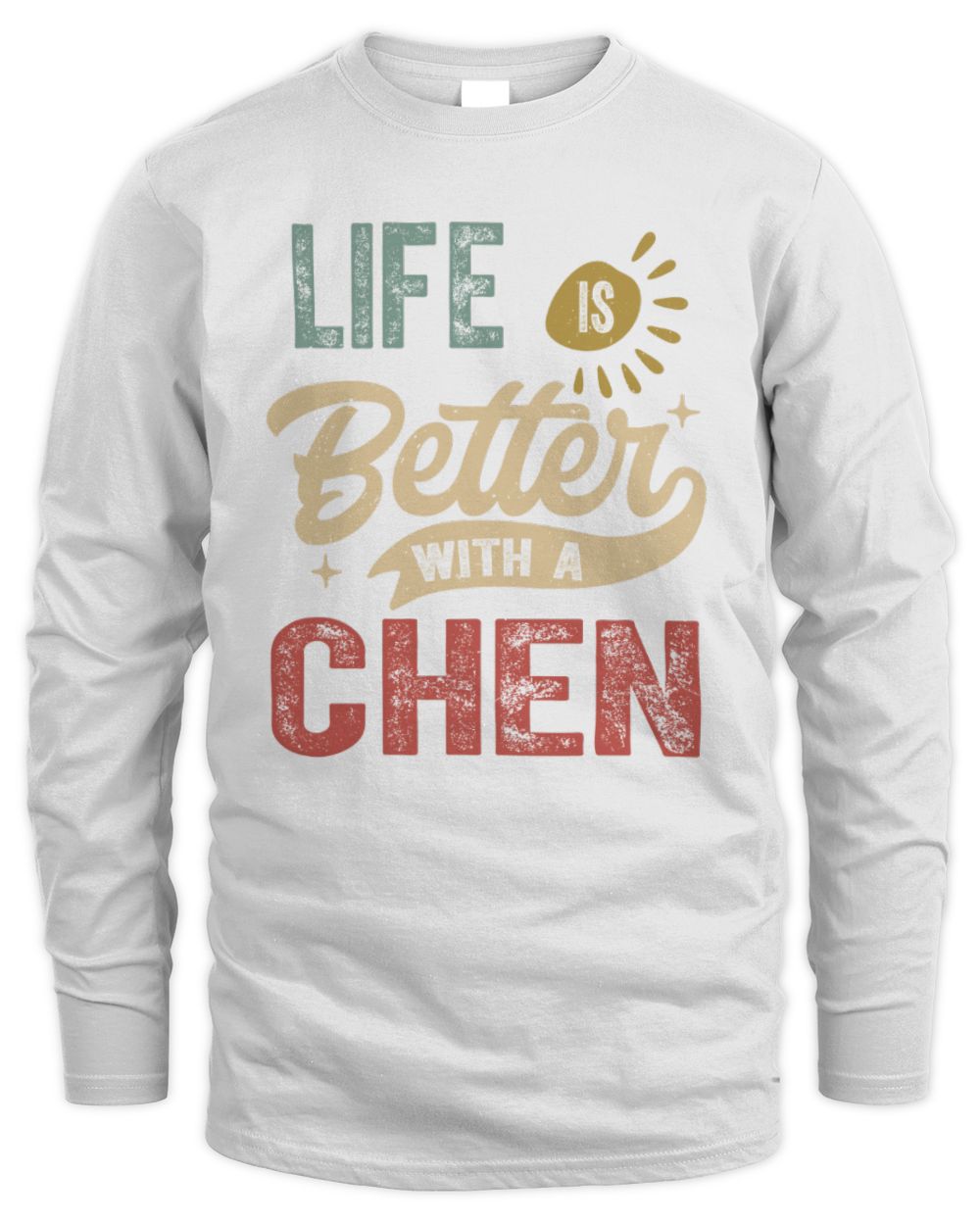 Life Is Better With a Name Personalized Retro T-Shirt CHEN-48 / Men's Long Sleeved T-Shirt / white