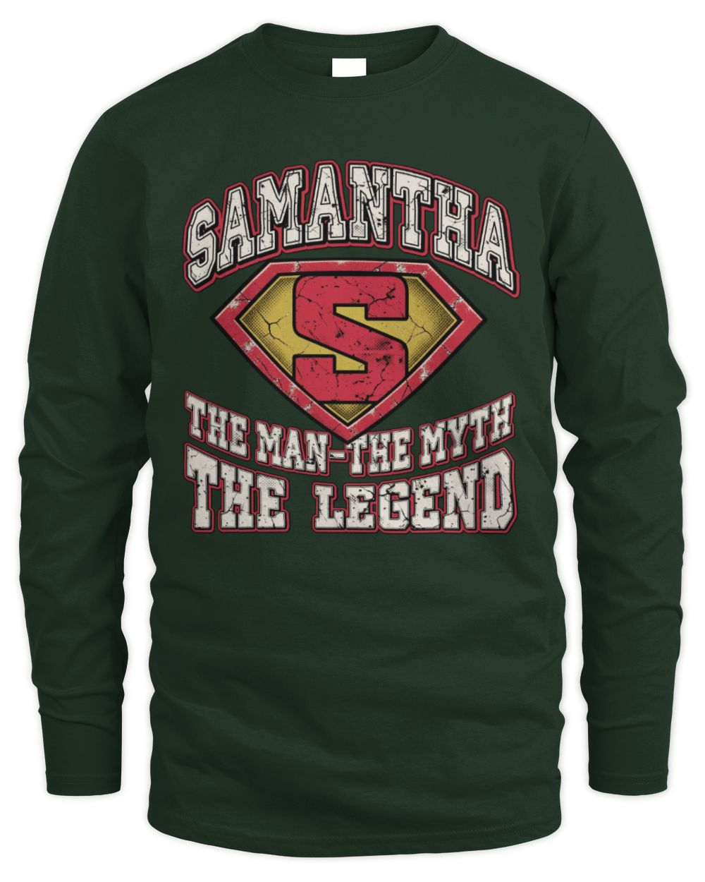 The Man The Myth The Legend Superman Graphic T-Shirt SAMANTHA M1-74 / Men's Long Sleeved T-Shirt / forest green