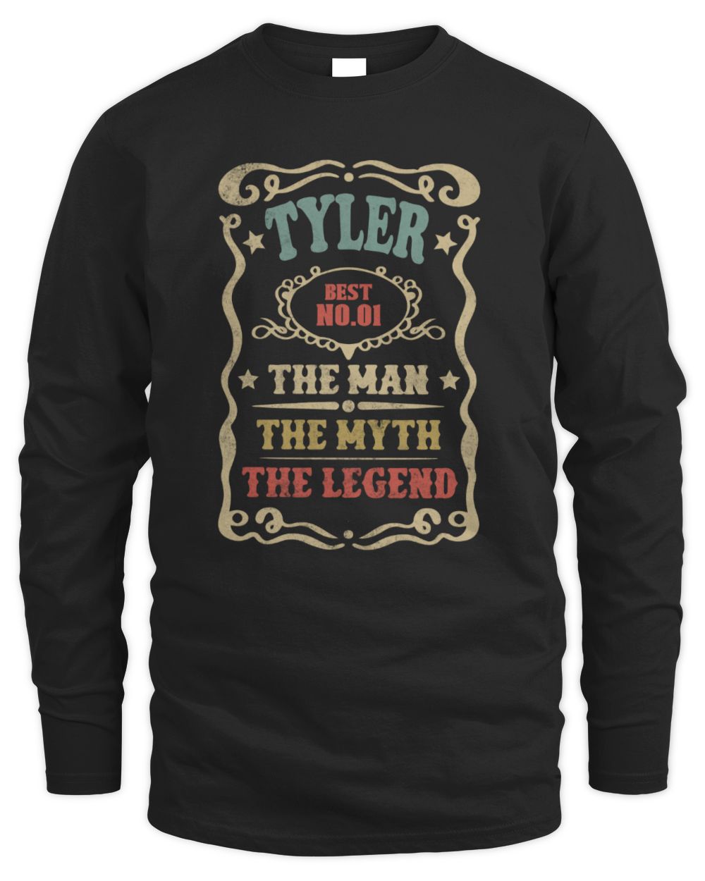 The Man The Myth The Legend Vintage Gold Wine Shirt TYLER M1-52 / Men's Long Sleeved T-Shirt / black
