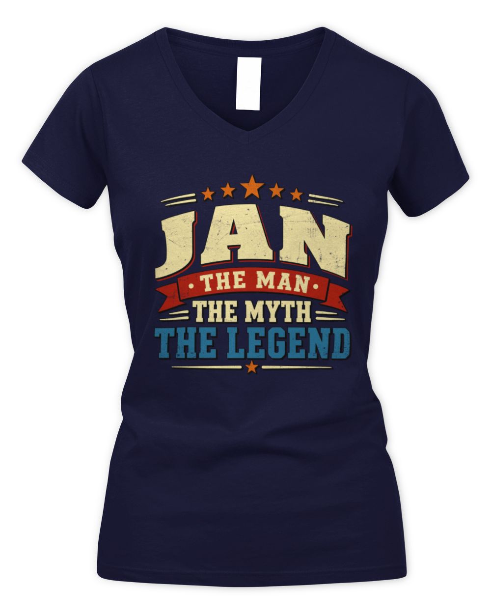 The Man The Myth The Legend Ribbon Vintage T-Shirt JAN M1-56 / Women's V-Neck T-Shirt / navy