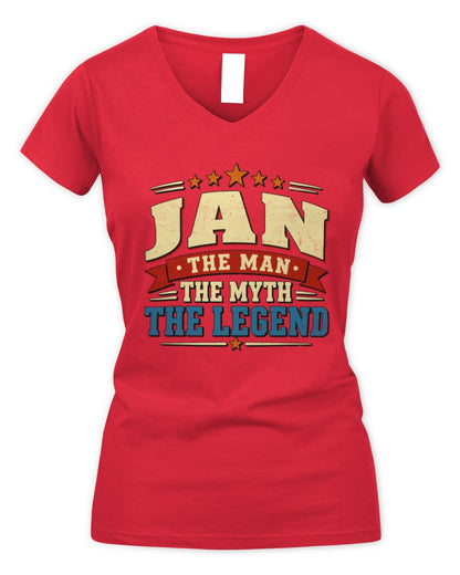 The Man The Myth The Legend Ribbon Vintage T-Shirt JAN M1-56 / Women's V-Neck T-Shirt / red