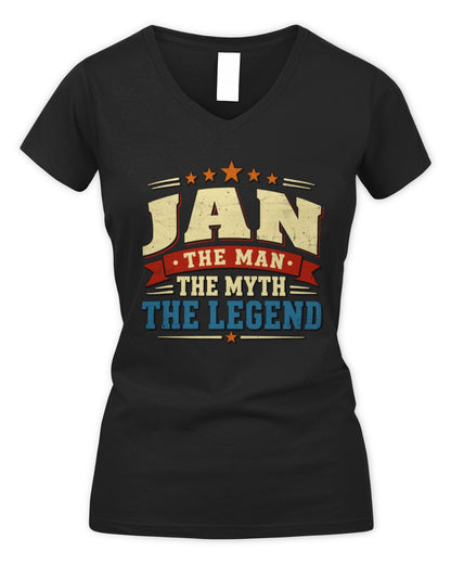 The Man The Myth The Legend Ribbon Vintage T-Shirt JAN M1-56 / Women's V-Neck T-Shirt / black