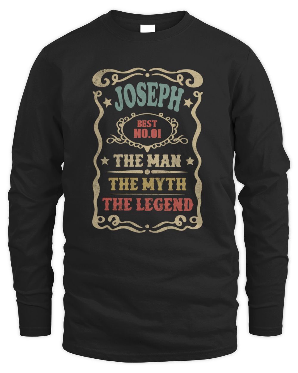 The Man The Myth The Legend Vintage Gold Wine Shirt JOSEPH M1-52 / Men's Long Sleeved T-Shirt / black