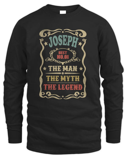 The Man The Myth The Legend Vintage Gold Wine Shirt JOSEPH M1-52 / Men's Long Sleeved T-Shirt / black