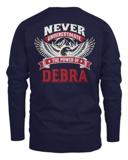 Never Underestimate Your Name Eagle Mountain Shirt DEBRA M1-61 / Men's Long Sleeved T-Shirt / navy
