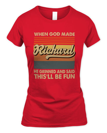 When God Made Your Name He Grinned Vintage T-Shirt RICHARD M1-55 / Women's Standard T-Shirt / red