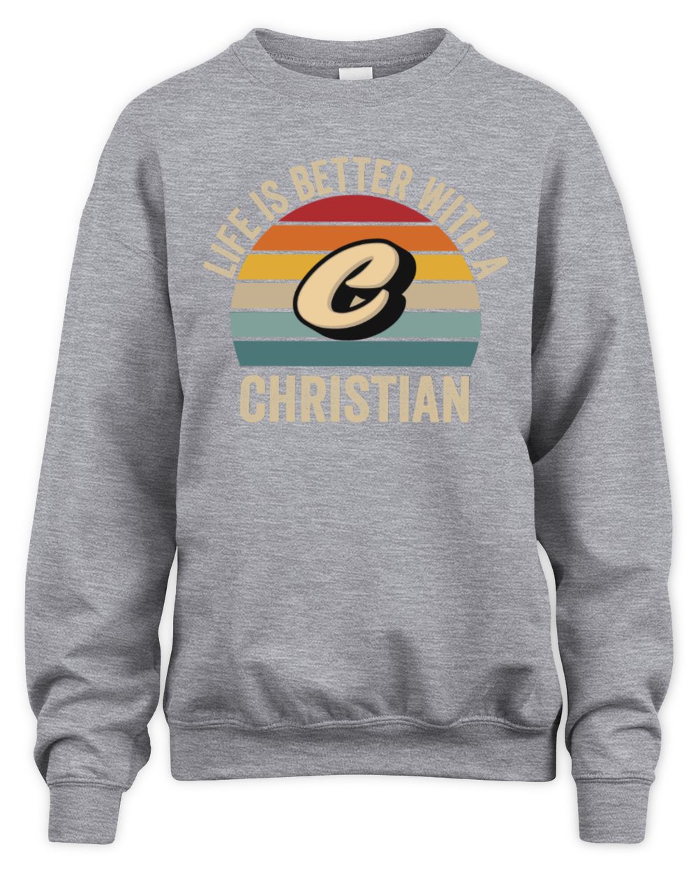 Life Is Better with Name Vintage Sun Shirt CHRISTIAN M1-50 / Unisex Sweatshirt / sport grey