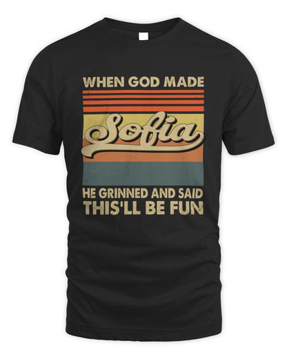 When God Made Your Name He Grinned Vintage T-Shirt SOFIA M1-55 / Unisex Standard T-Shirt / black