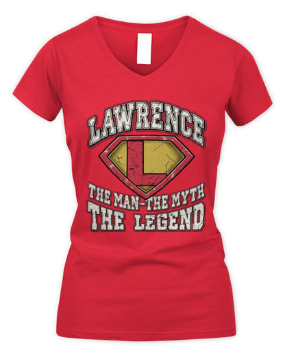 The Man The Myth The Legend Superman Graphic T-Shirt LAWRENCE M1-74 / Women's V-Neck T-Shirt / red