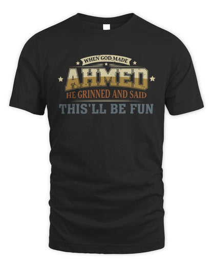 When God Made Your Name Funny Heritage T-Shirt AHMED M1-80 / Unisex Standard T-Shirt / black