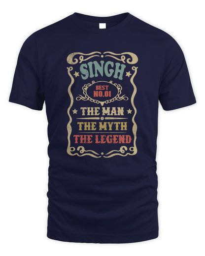 The Man The Myth The Legend Vintage Gold Wine Shirt SINGH M1-52 / Unisex Standard T-Shirt / navy