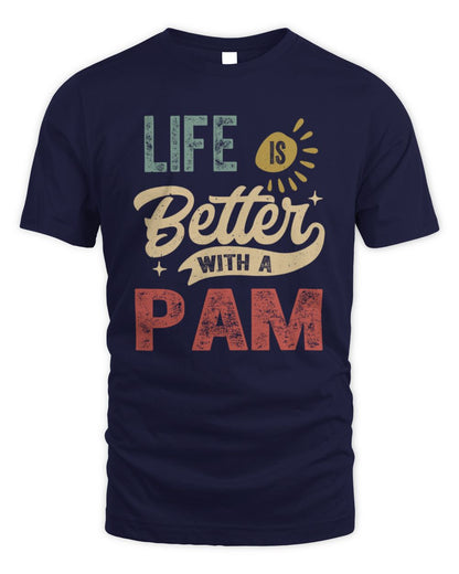 Life Is Better With a Name Personalized Retro T-Shirt PAM-48 / Unisex Standard T-Shirt / navy