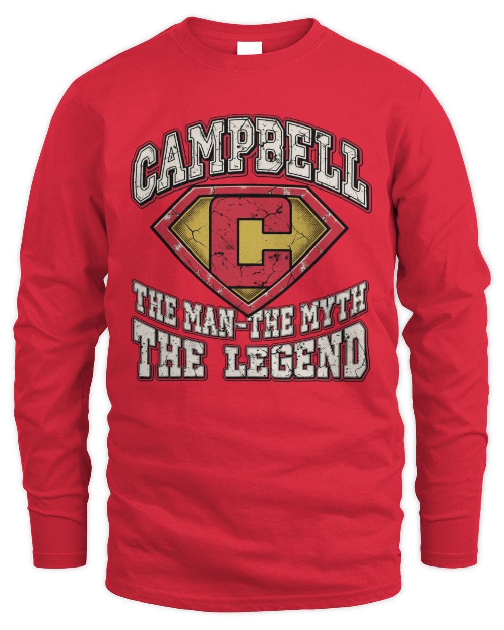 The Man The Myth The Legend Superman Graphic T-Shirt CAMPBELL M1-74 / Men's Long Sleeved T-Shirt / red