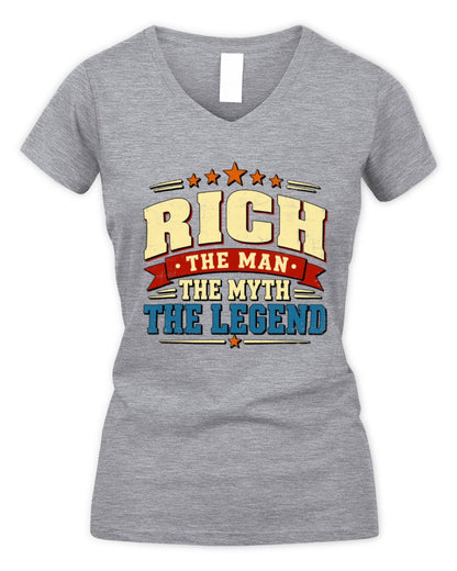 The Man The Myth The Legend Ribbon Vintage T-Shirt RICH M1-56 / Women's V-Neck T-Shirt / sport grey