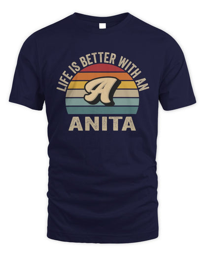 Life Is Better with Name Vintage Sun Shirt ANITA M1-50 / Unisex Standard T-Shirt / navy
