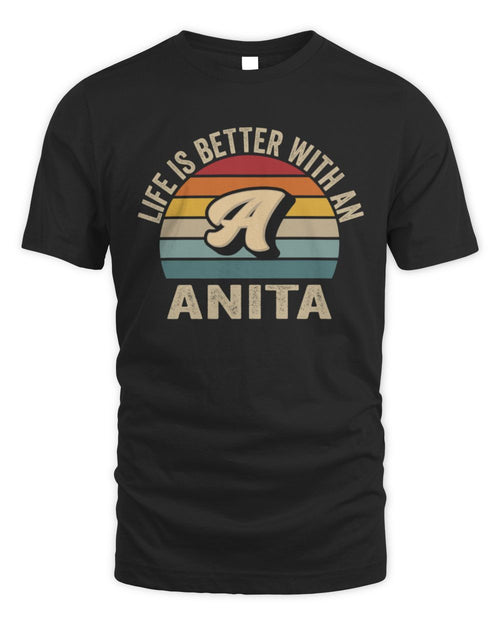 Life Is Better with Name Vintage Sun Shirt ANITA M1-50 / Unisex Standard T-Shirt / black