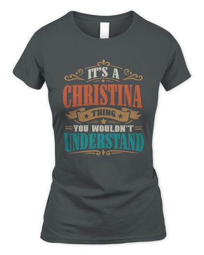 It’s a Name Thing Personalized Retro T-Shirt CHRISTINA M1-47 / Women's Standard T-Shirt / charcoal