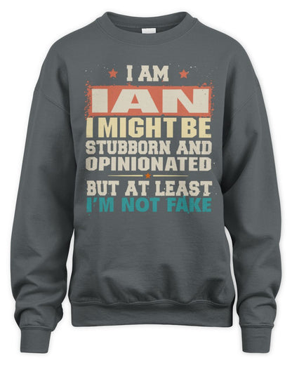 I Am Name I Might Be Stubborn and Opinionated Graphic T-Shirt IAN M1-72 / Unisex Sweatshirt / charcoal