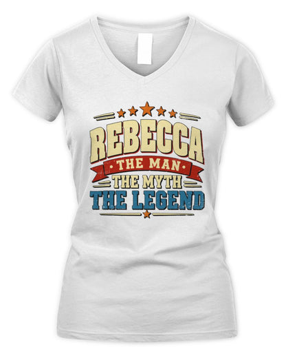 The Man The Myth The Legend Ribbon Vintage T-Shirt REBECCA M1-56 / Women's V-Neck T-Shirt / white