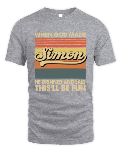 When God Made Your Name He Grinned Vintage T-Shirt SIMON M1-55 / Unisex Standard T-Shirt / sport grey