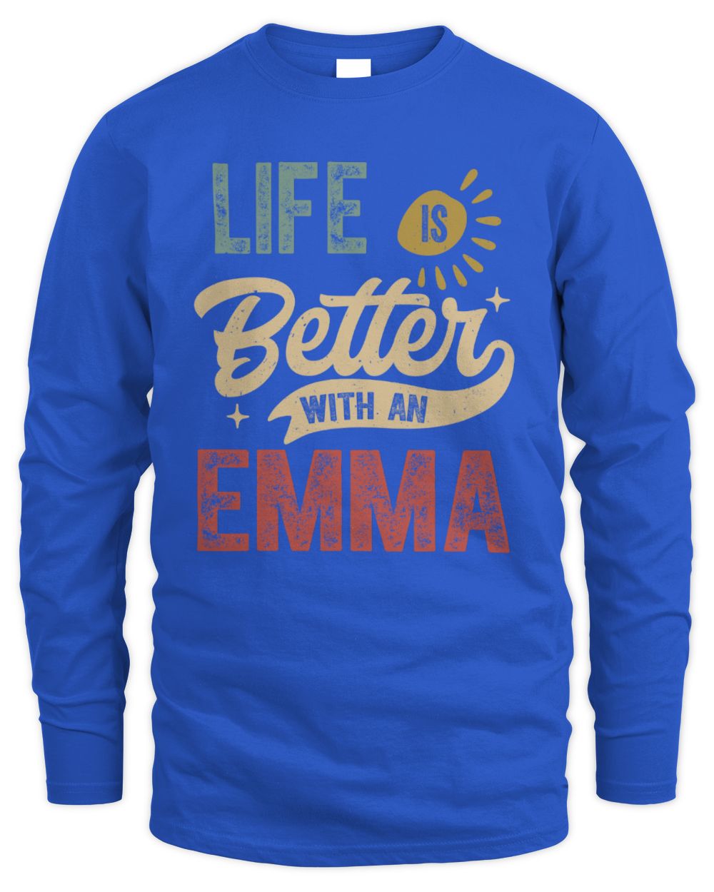 Life Is Better With a Name Personalized Retro T-Shirt EMMA-48 / Men's Long Sleeved T-Shirt / royal