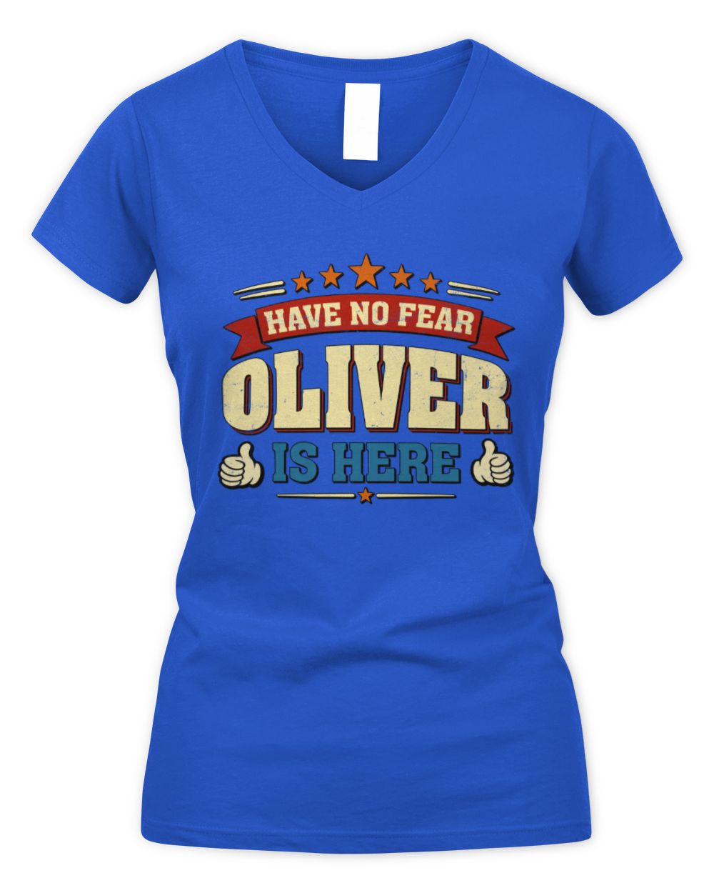 Have No Fear Your Name Is Here Cool Graphic T-Shirt OLIVER M1-71 / Women's V-Neck T-Shirt / royal