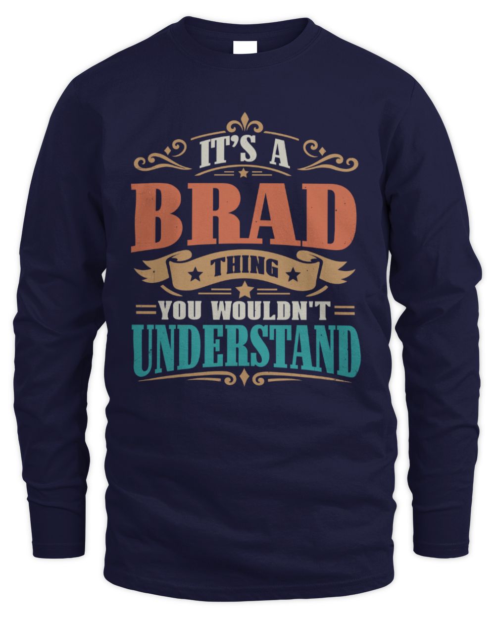 It’s a Name Thing Personalized Retro T-Shirt BRAD M1-47 / Men's Long Sleeved T-Shirt / navy
