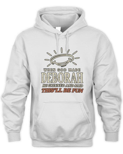 When God Made Your Name Funny Western T-Shirt T-Shirt DEBORAH M1-S82 / Unisex Hoodie / white